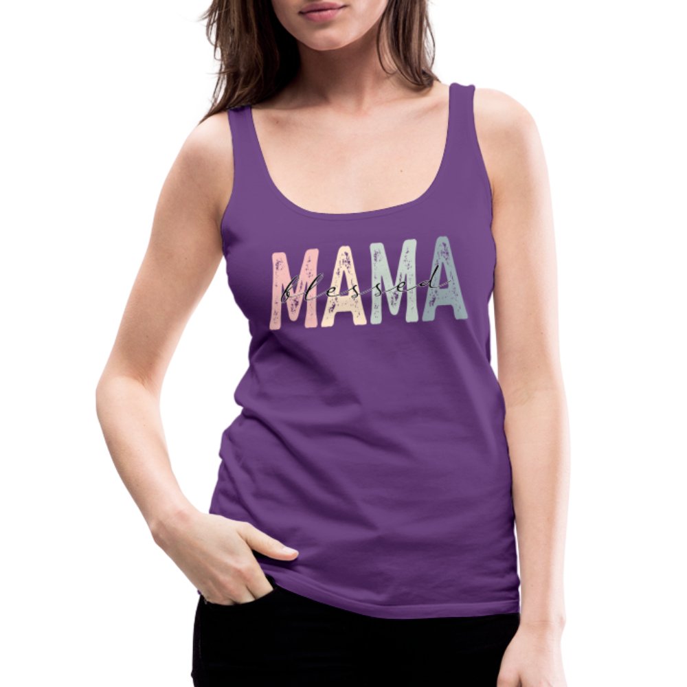 Blessed Mama Women’s Premium Tank Top - purple