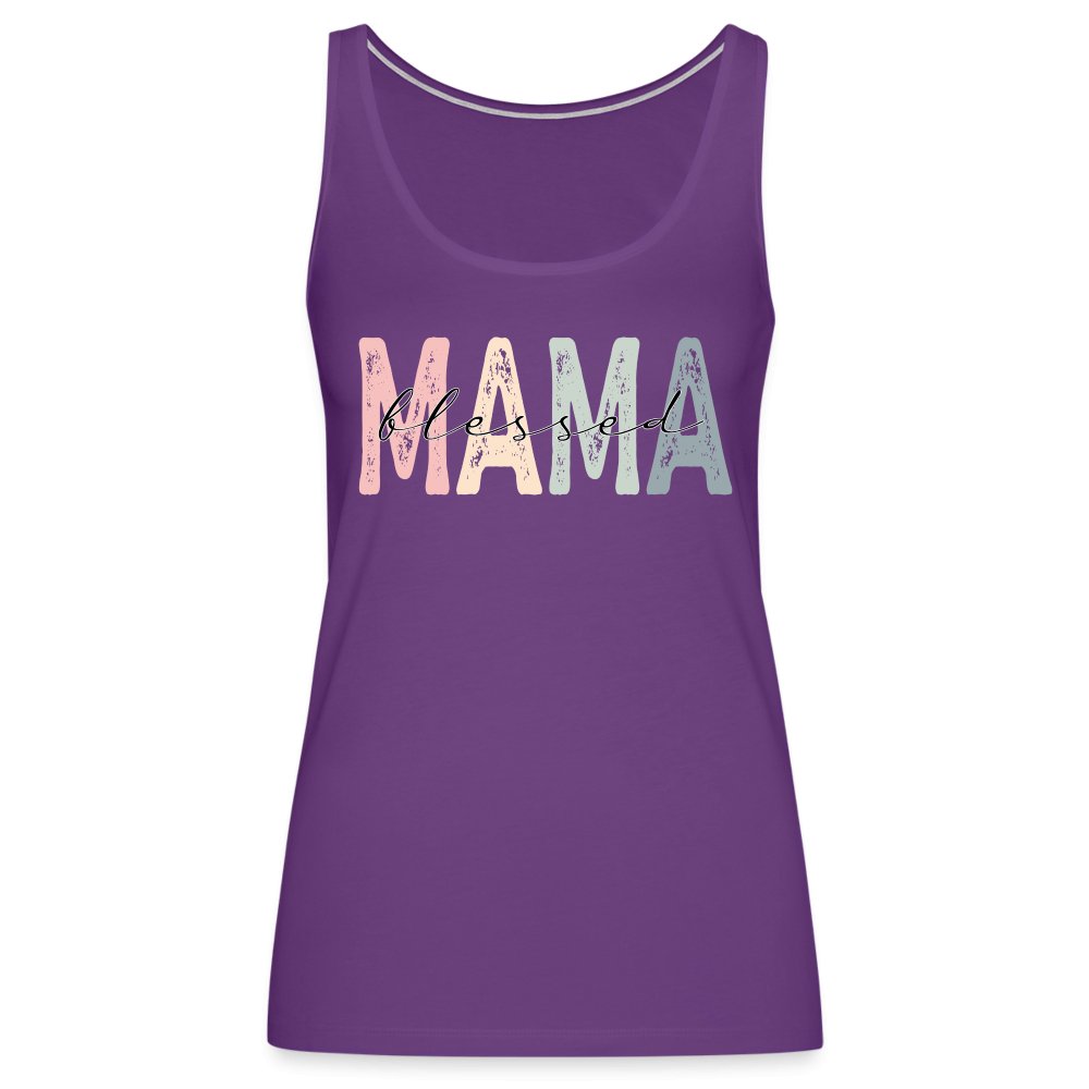 Blessed Mama Women’s Premium Tank Top - purple