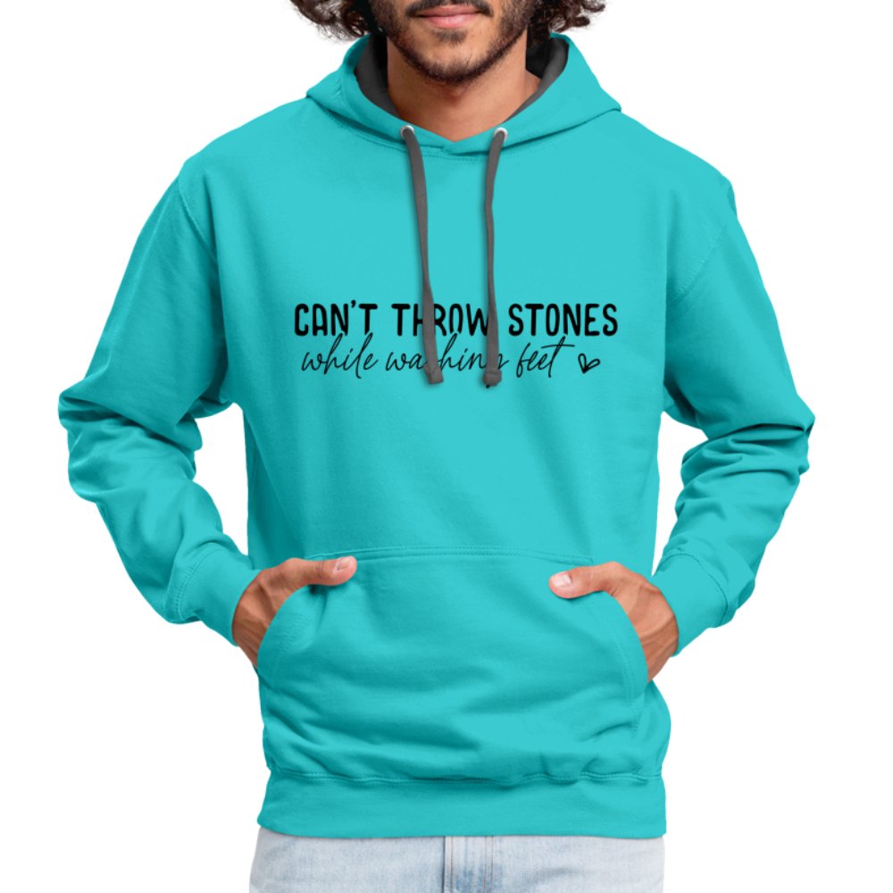 Can't Throw Stone While Washing Feet Hoodie - scuba blue/asphalt