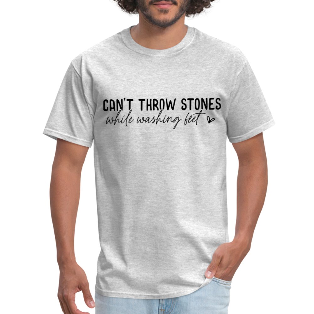 Can't Throw Stones While Washing Feet T-Shirt - heather gray