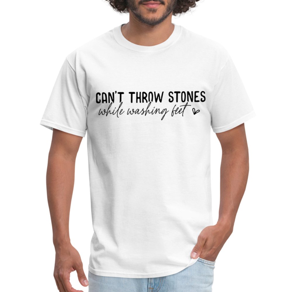 Can't Throw Stones While Washing Feet T-Shirt - white