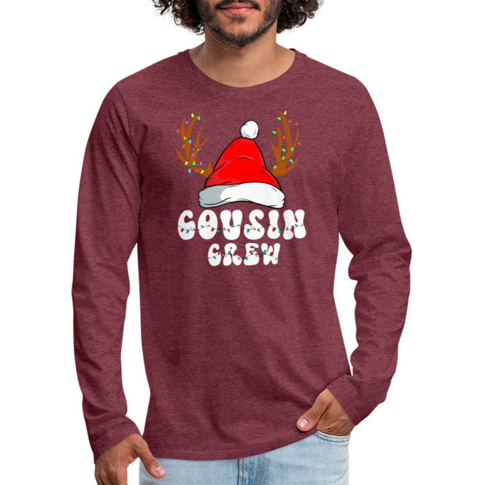 Christmas Cousin Crew Men's Premium Long Sleeve T-Shirt - heather burgundy