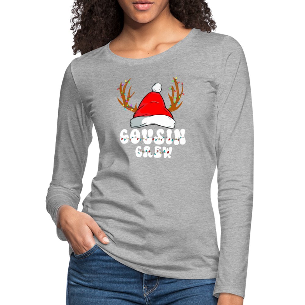 Christmas Cousin Crew Women's Premium Long Sleeve T-Shirt - heather gray