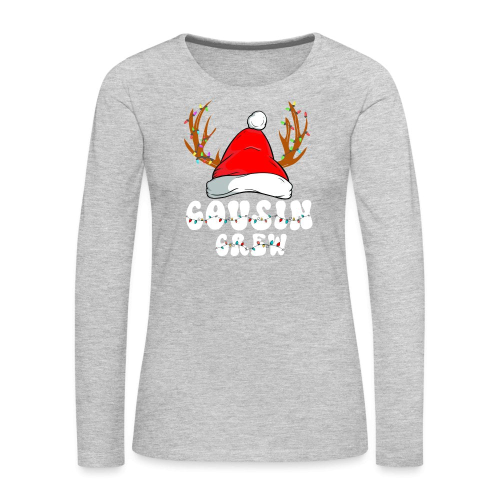 Christmas Cousin Crew Women's Premium Long Sleeve T-Shirt - heather gray