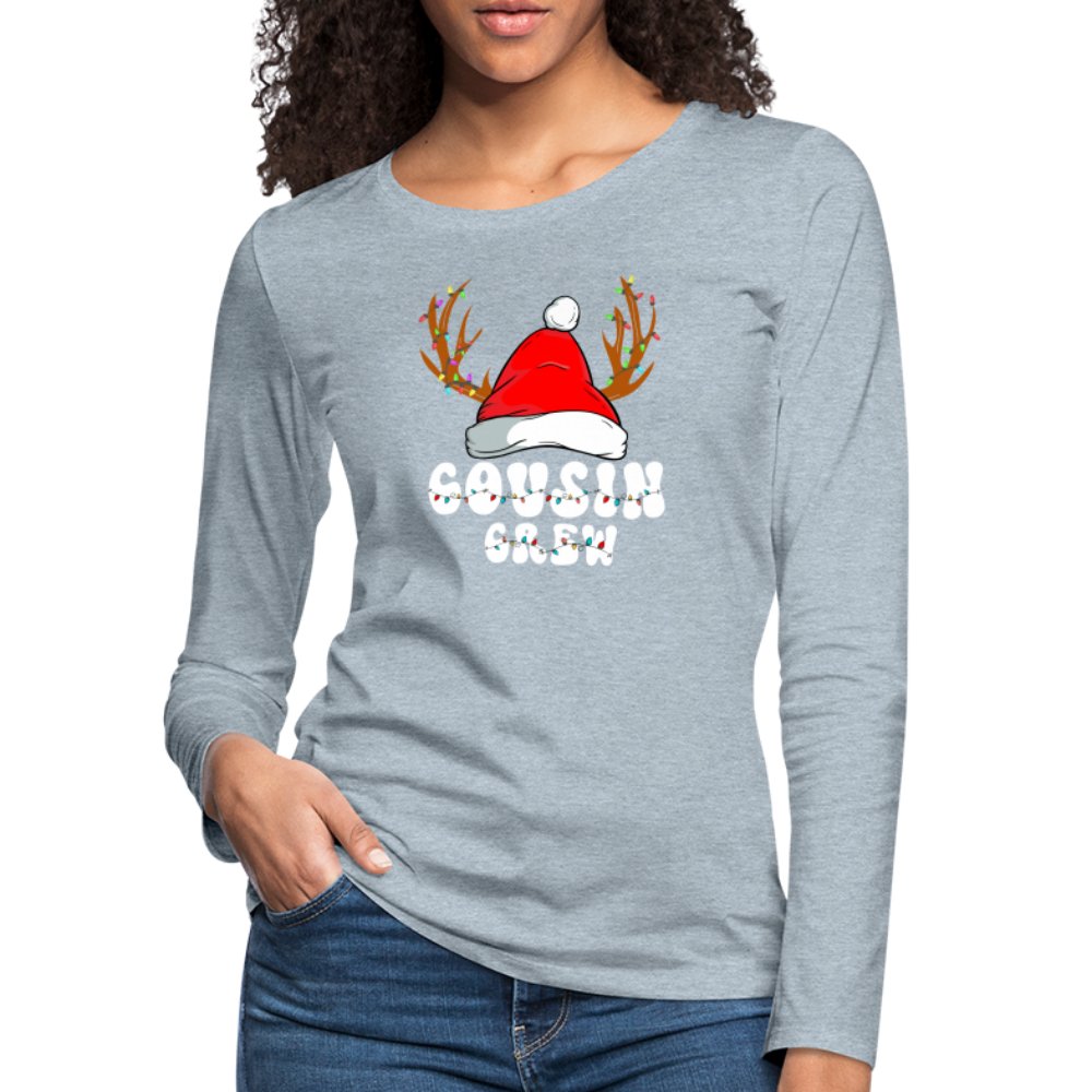 Christmas Cousin Crew Women's Premium Long Sleeve T-Shirt - heather ice blue