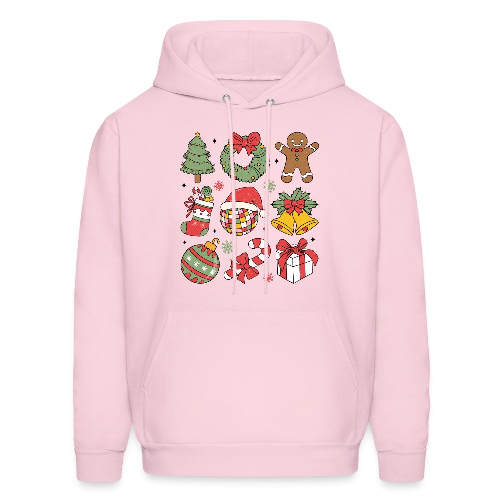 Christmas Themed Holiday Hoodie - pale pink