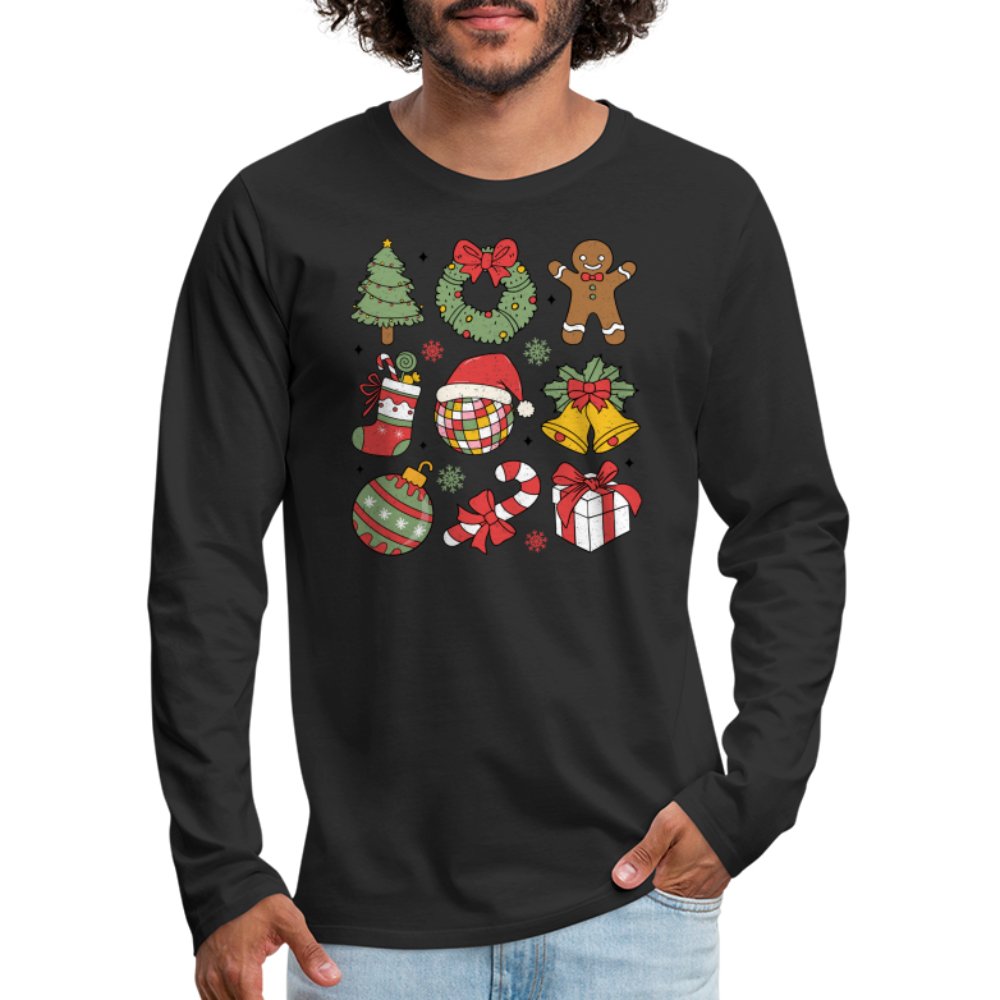 Christmas Themed Holiday Men's Premium Long Sleeve T-Shirt - black