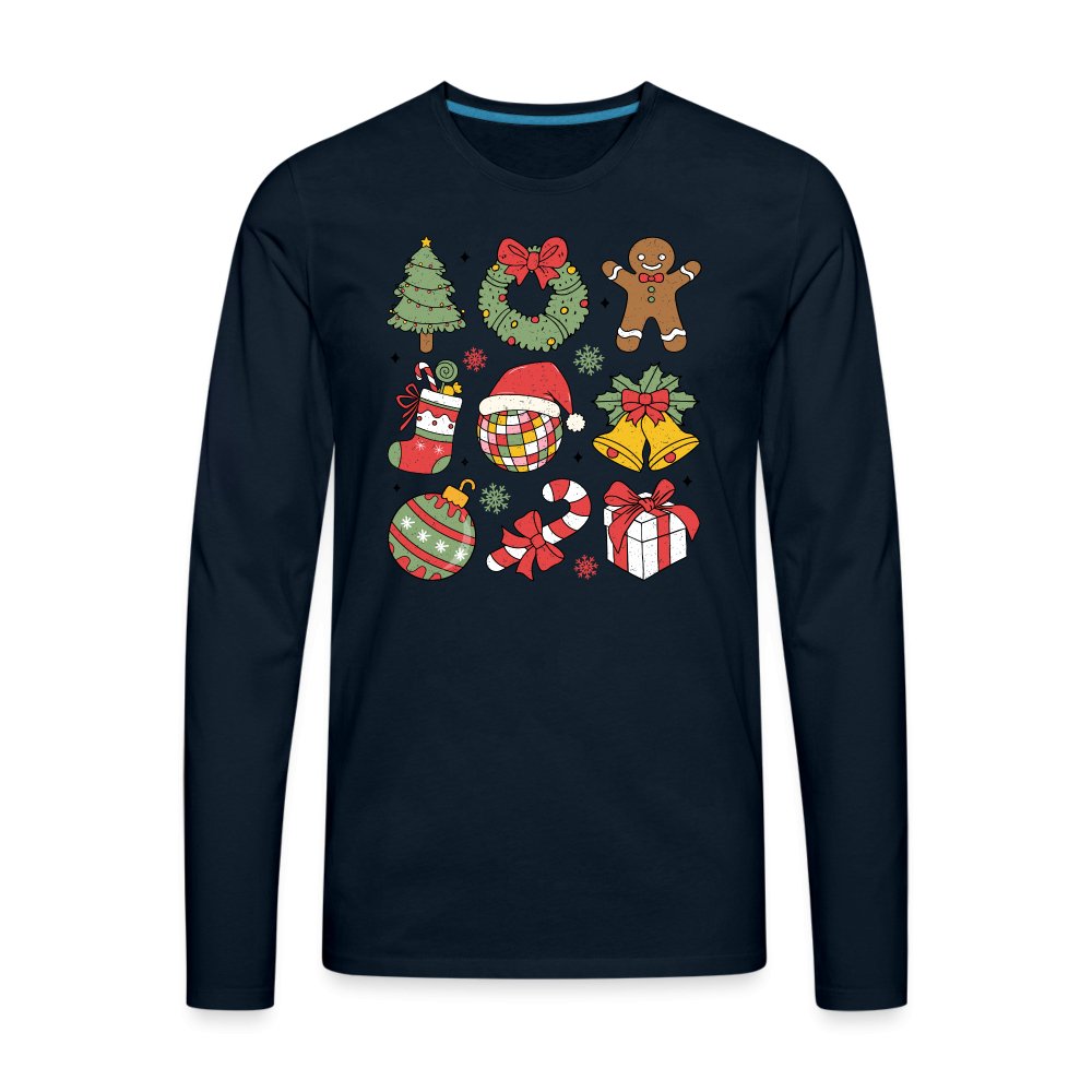 Christmas Themed Holiday Men's Premium Long Sleeve T-Shirt - deep navy