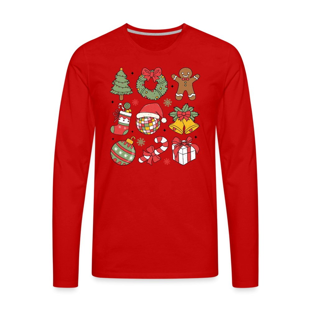 Christmas Themed Holiday Men's Premium Long Sleeve T-Shirt - red