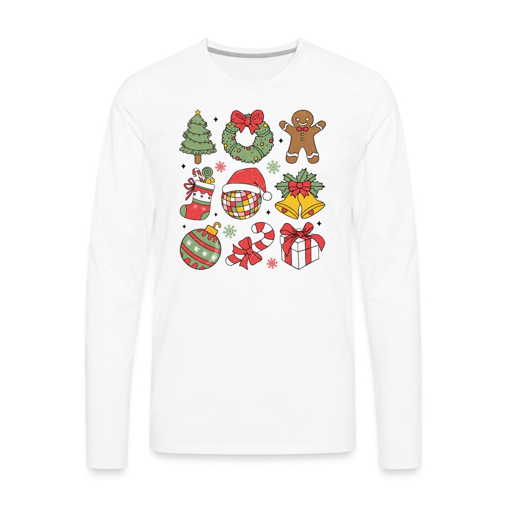 Christmas Themed Holiday Men's Premium Long Sleeve T-Shirt - white