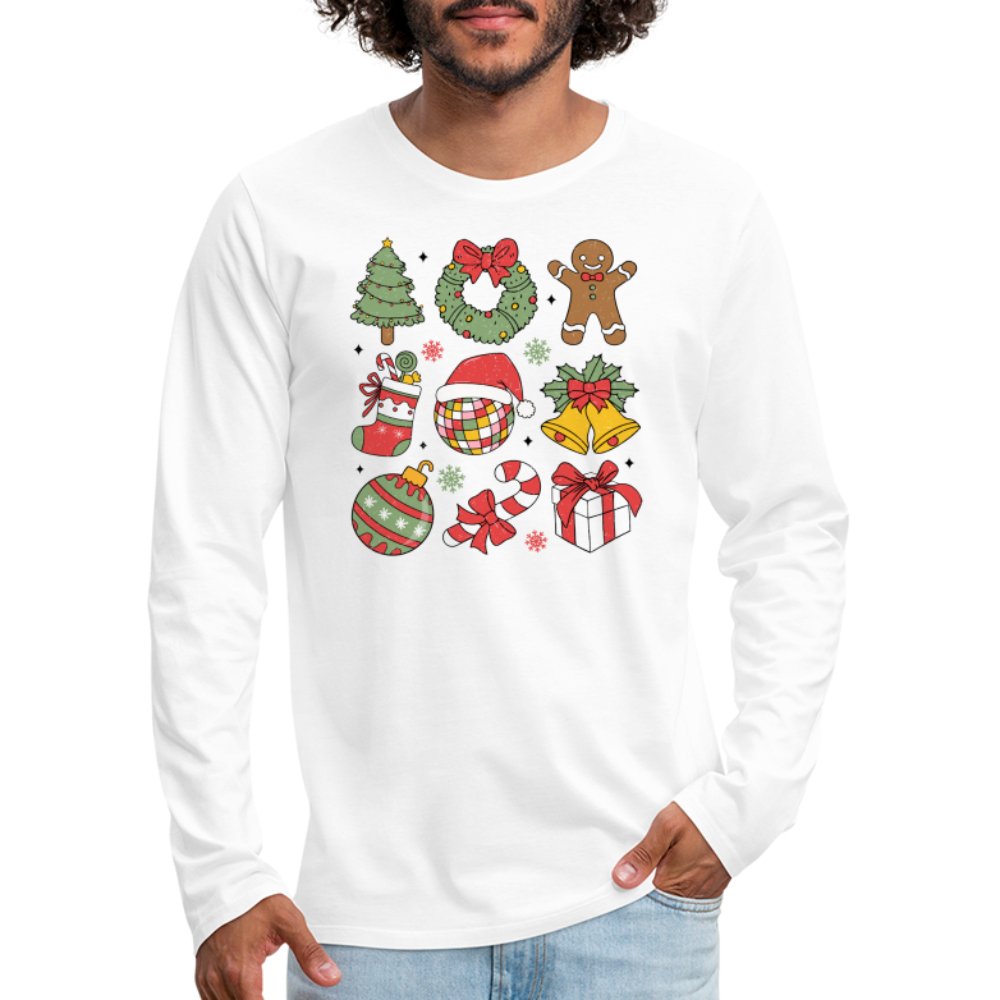 Christmas Themed Holiday Men's Premium Long Sleeve T-Shirt - white