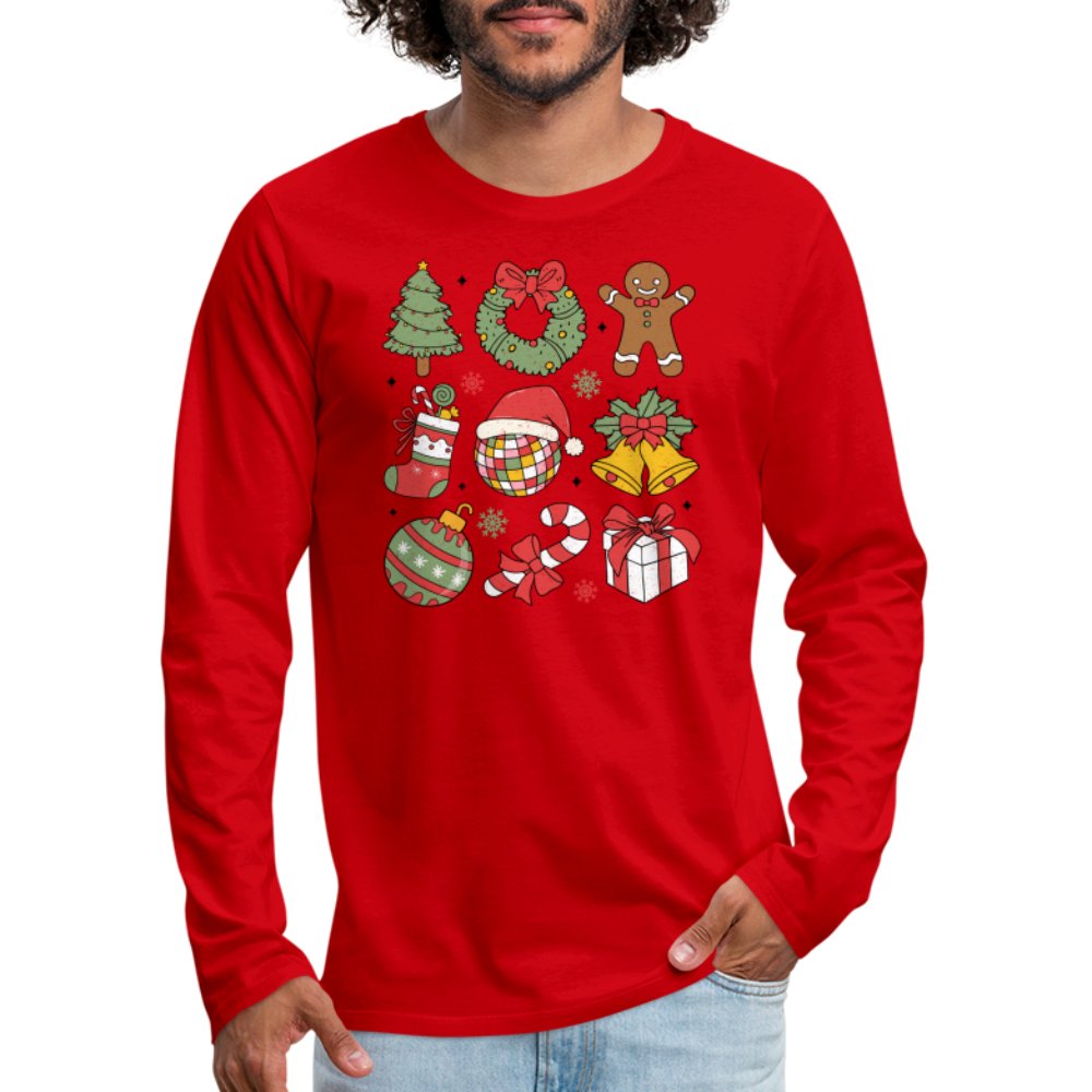 Christmas Themed Holiday Men's Premium Long Sleeve T-Shirt - white