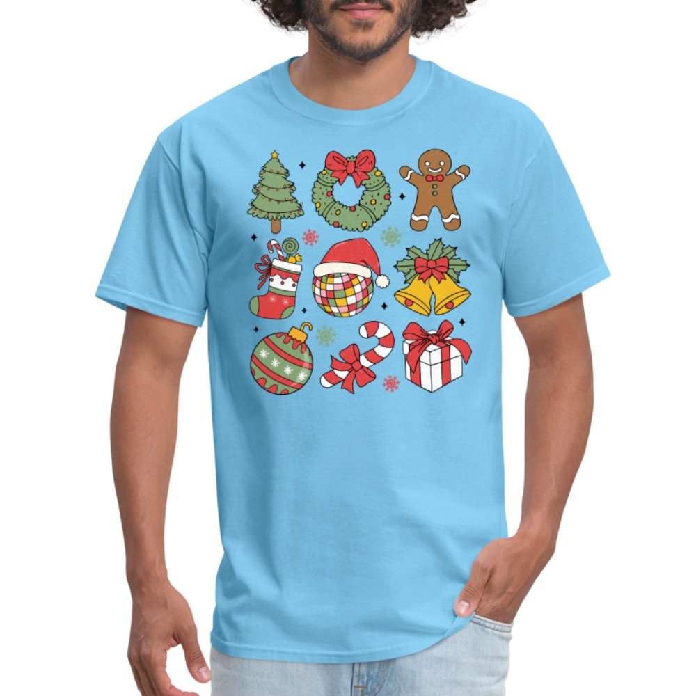 Christmas Themed Holiday T-Shirt - aquatic blue