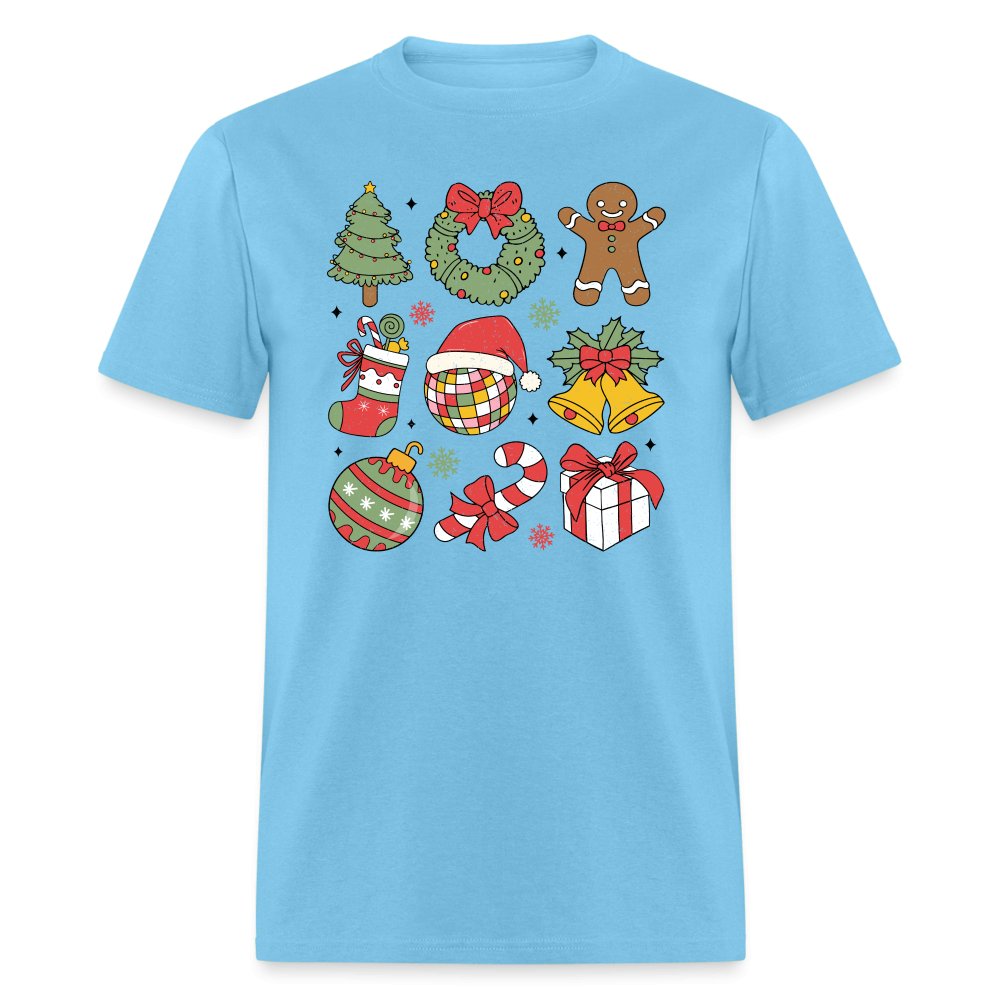 Christmas Themed Holiday T-Shirt - aquatic blue