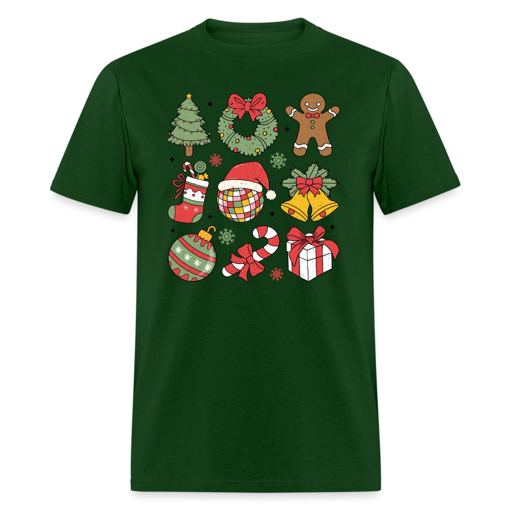 Christmas Themed Holiday T-Shirt - forest green