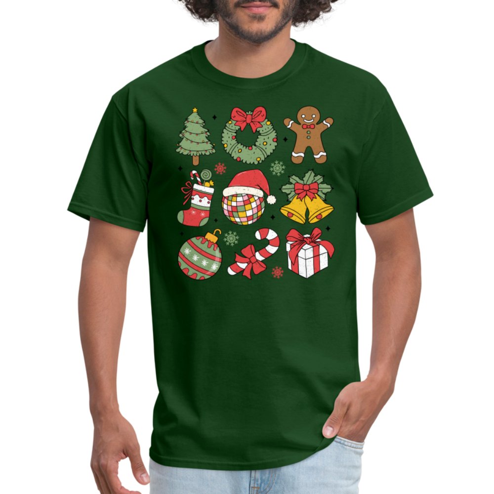 Christmas Themed Holiday T-Shirt - forest green