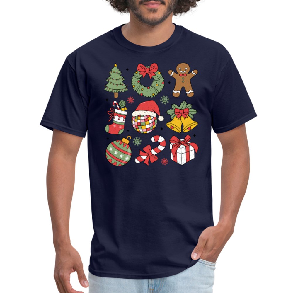 Christmas Themed Holiday T-Shirt - navy