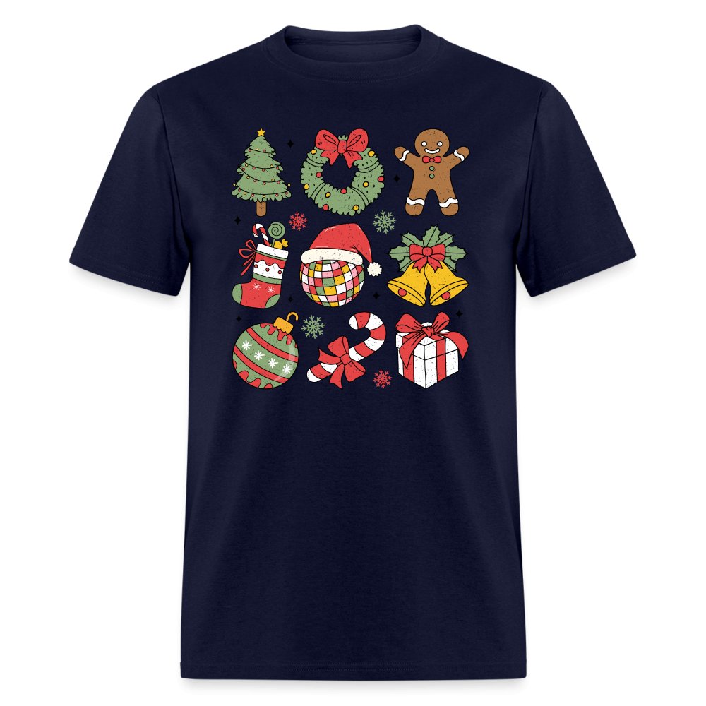 Christmas Themed Holiday T-Shirt - navy