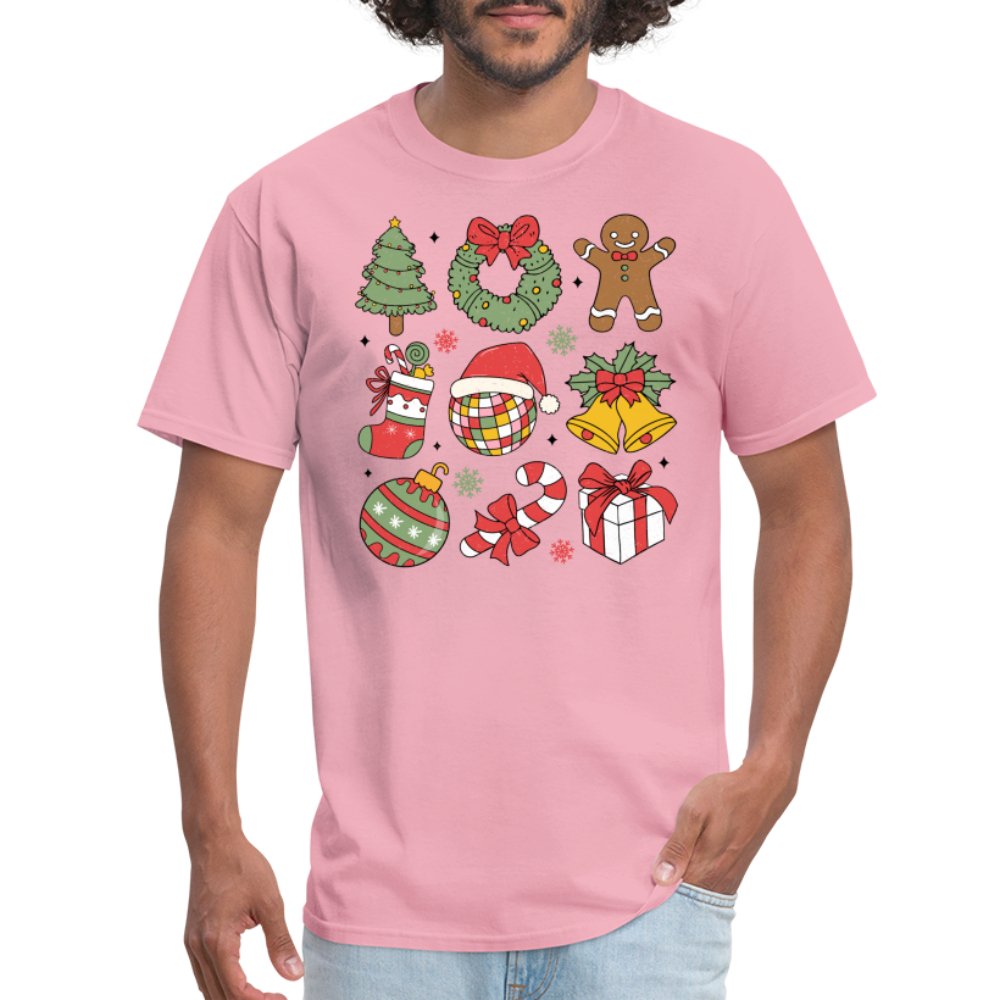 Christmas Themed Holiday T-Shirt - pink