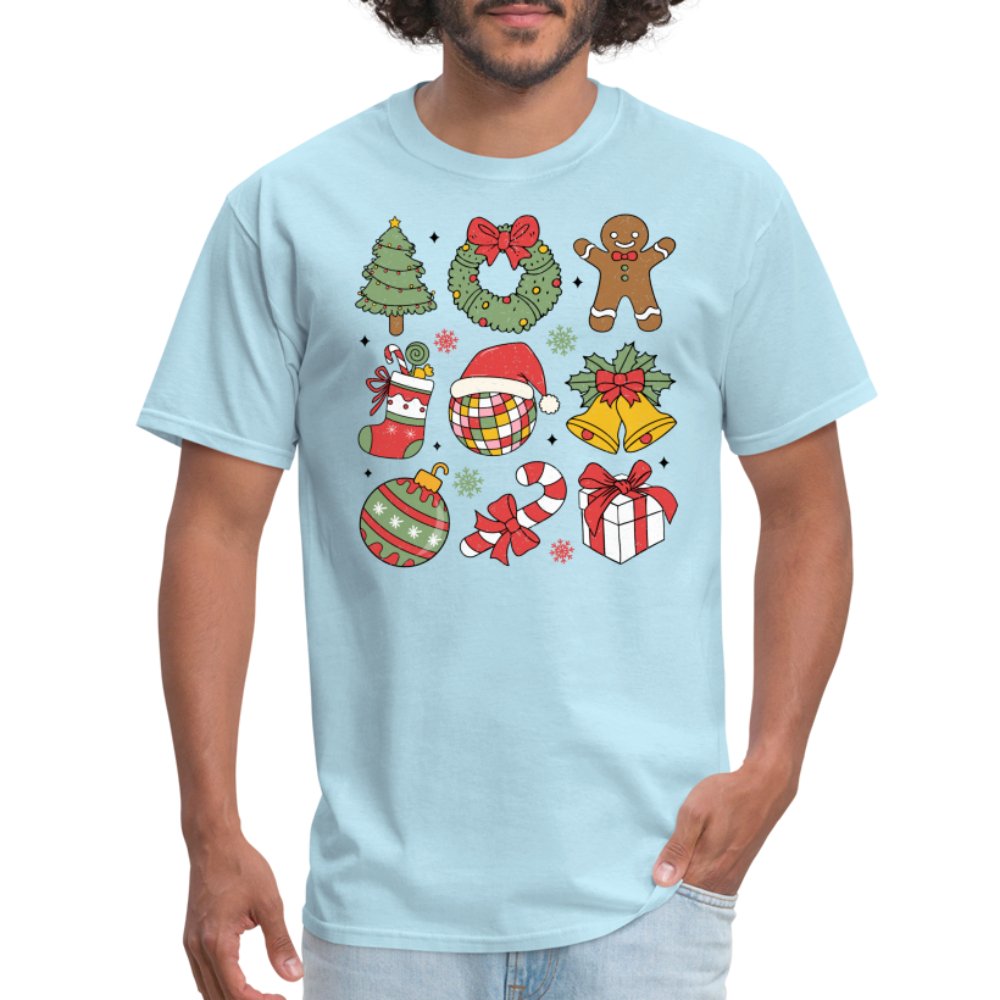 Christmas Themed Holiday T-Shirt - powder blue