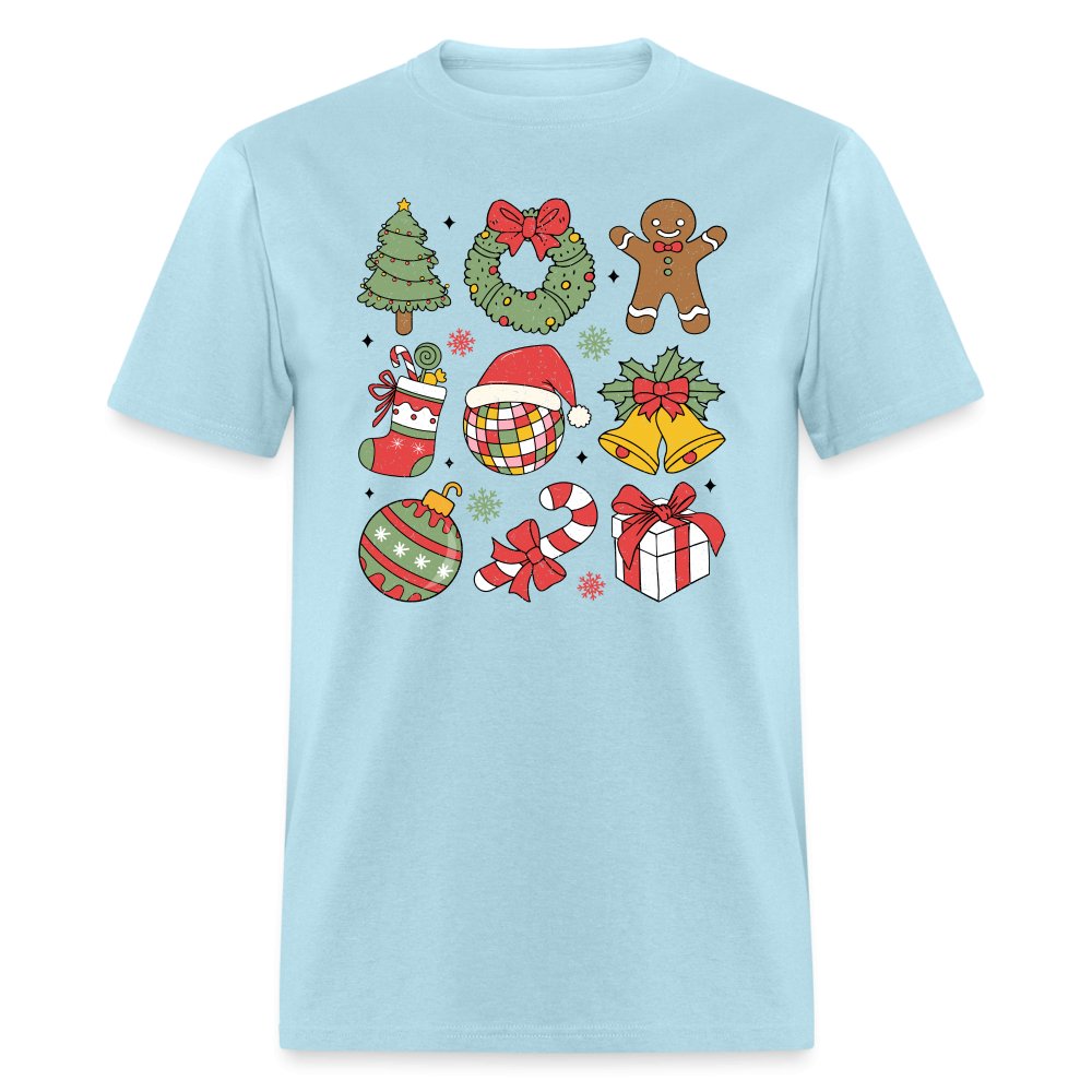 Christmas Themed Holiday T-Shirt - powder blue