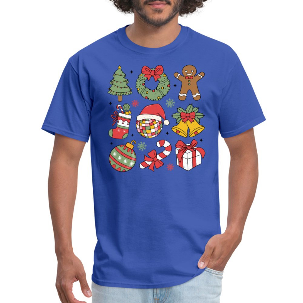 Christmas Themed Holiday T-Shirt - royal blue