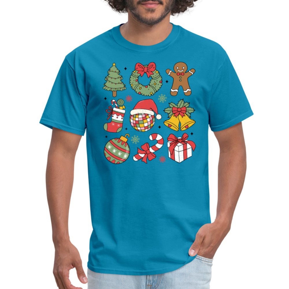 Christmas Themed Holiday T-Shirt - turquoise