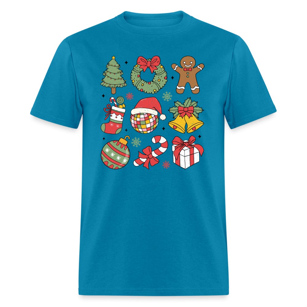 Christmas Themed Holiday T-Shirt - turquoise