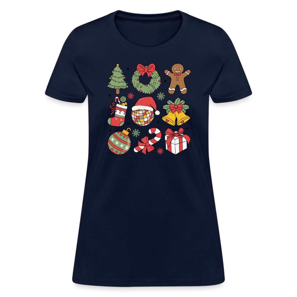 Christmas Themed Holiday Women's Contoured T-Shirt - navy