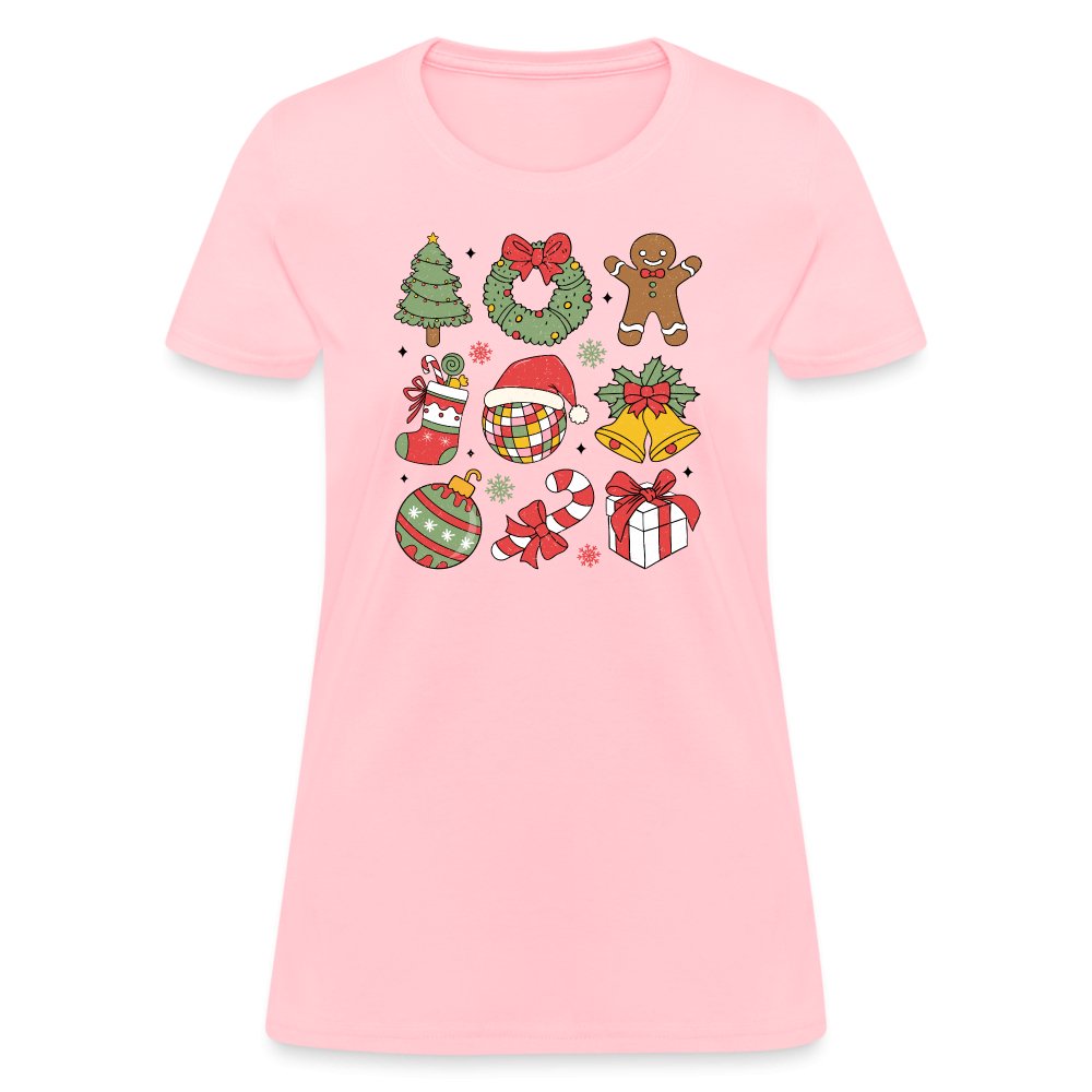 Christmas Themed Holiday Women's Contoured T-Shirt - pink