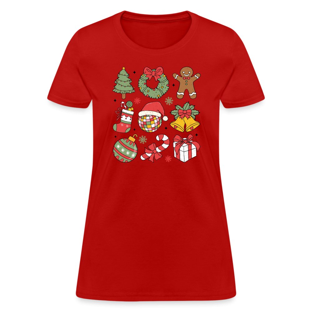 Christmas Themed Holiday Women's Contoured T-Shirt - red