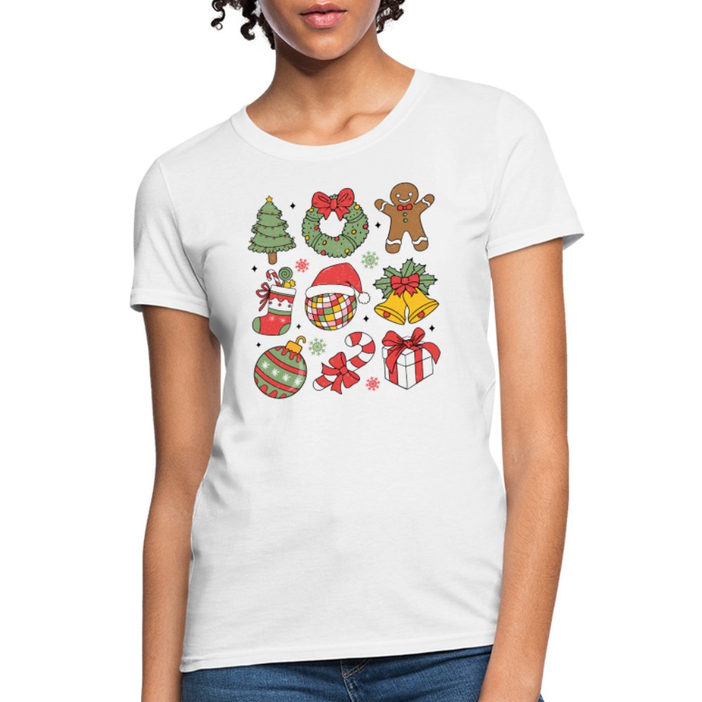 Christmas Themed Holiday Women's Contoured T-Shirt - white