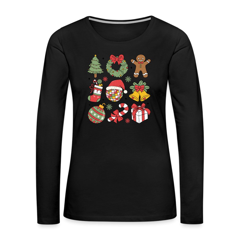 Christmas Themed Holiday Women's Premium Long Sleeve T-Shirt - black