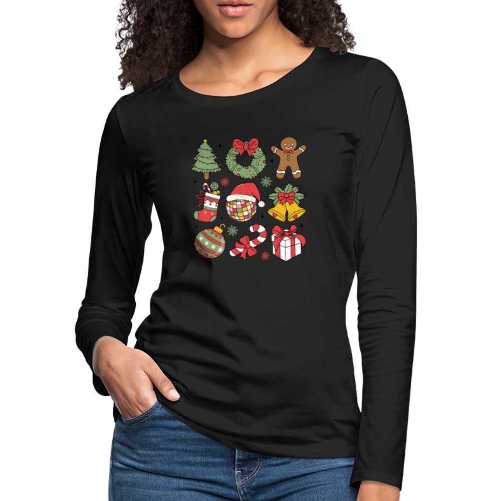 Christmas Themed Holiday Women's Premium Long Sleeve T-Shirt - black