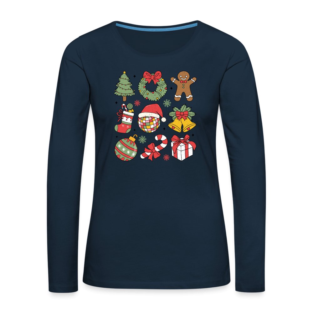 Christmas Themed Holiday Women's Premium Long Sleeve T-Shirt - deep navy