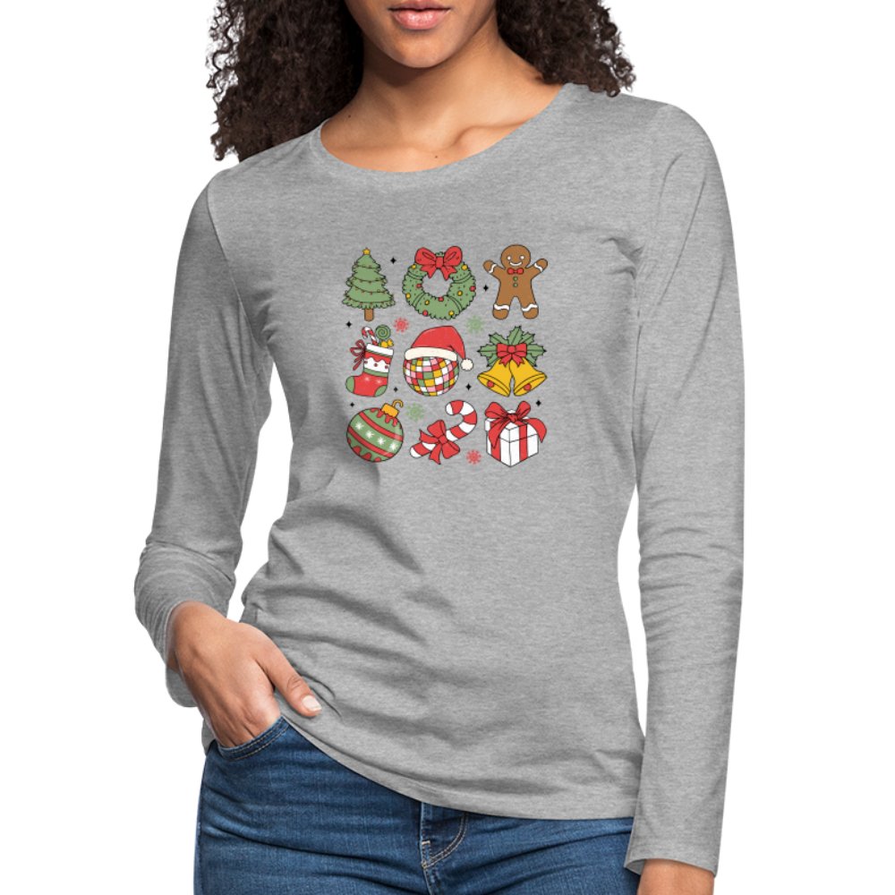 Christmas Themed Holiday Women's Premium Long Sleeve T-Shirt - heather gray