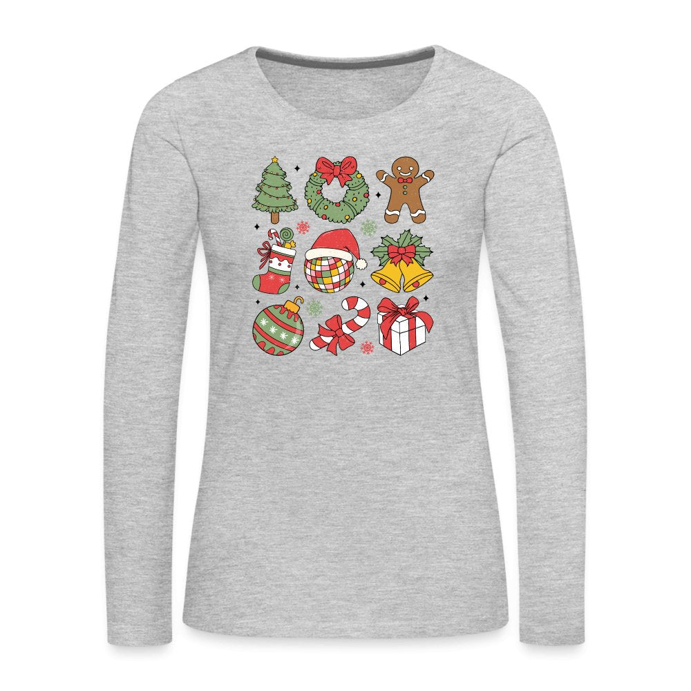 Christmas Themed Holiday Women's Premium Long Sleeve T-Shirt - heather gray