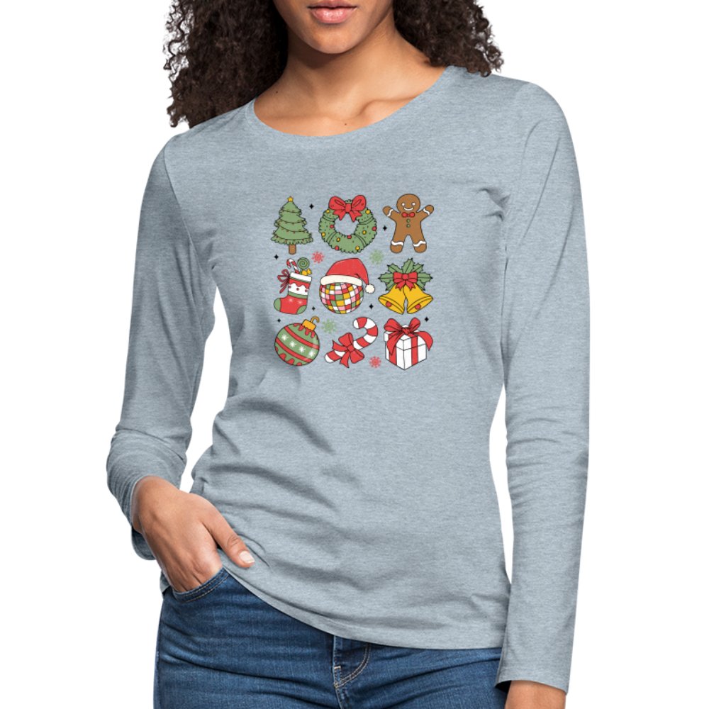 Christmas Themed Holiday Women's Premium Long Sleeve T-Shirt - heather ice blue