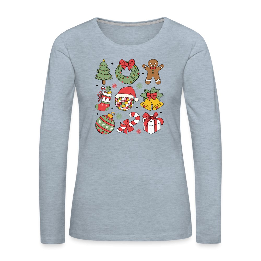 Christmas Themed Holiday Women's Premium Long Sleeve T-Shirt - heather ice blue