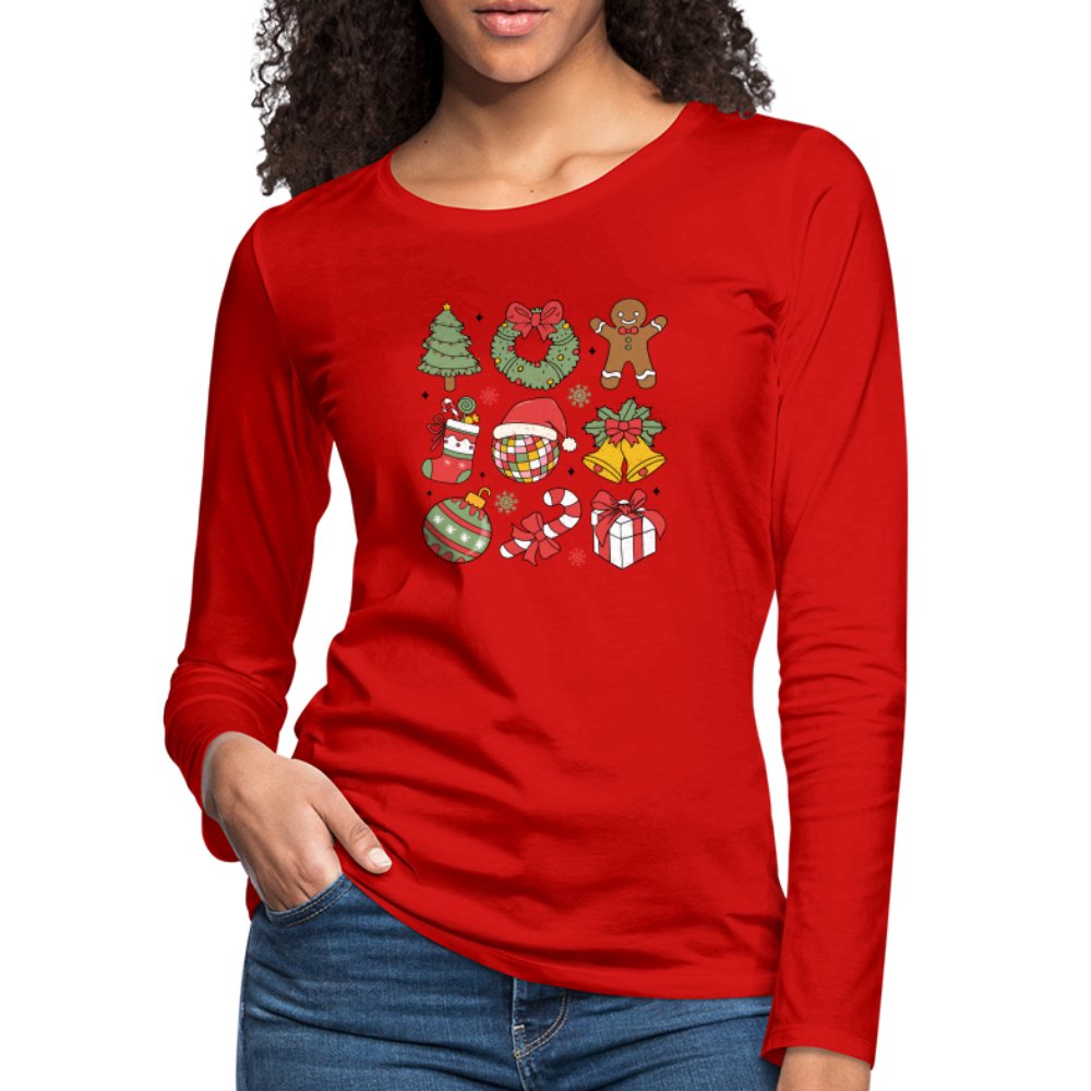 Christmas Themed Holiday Women's Premium Long Sleeve T-Shirt - red