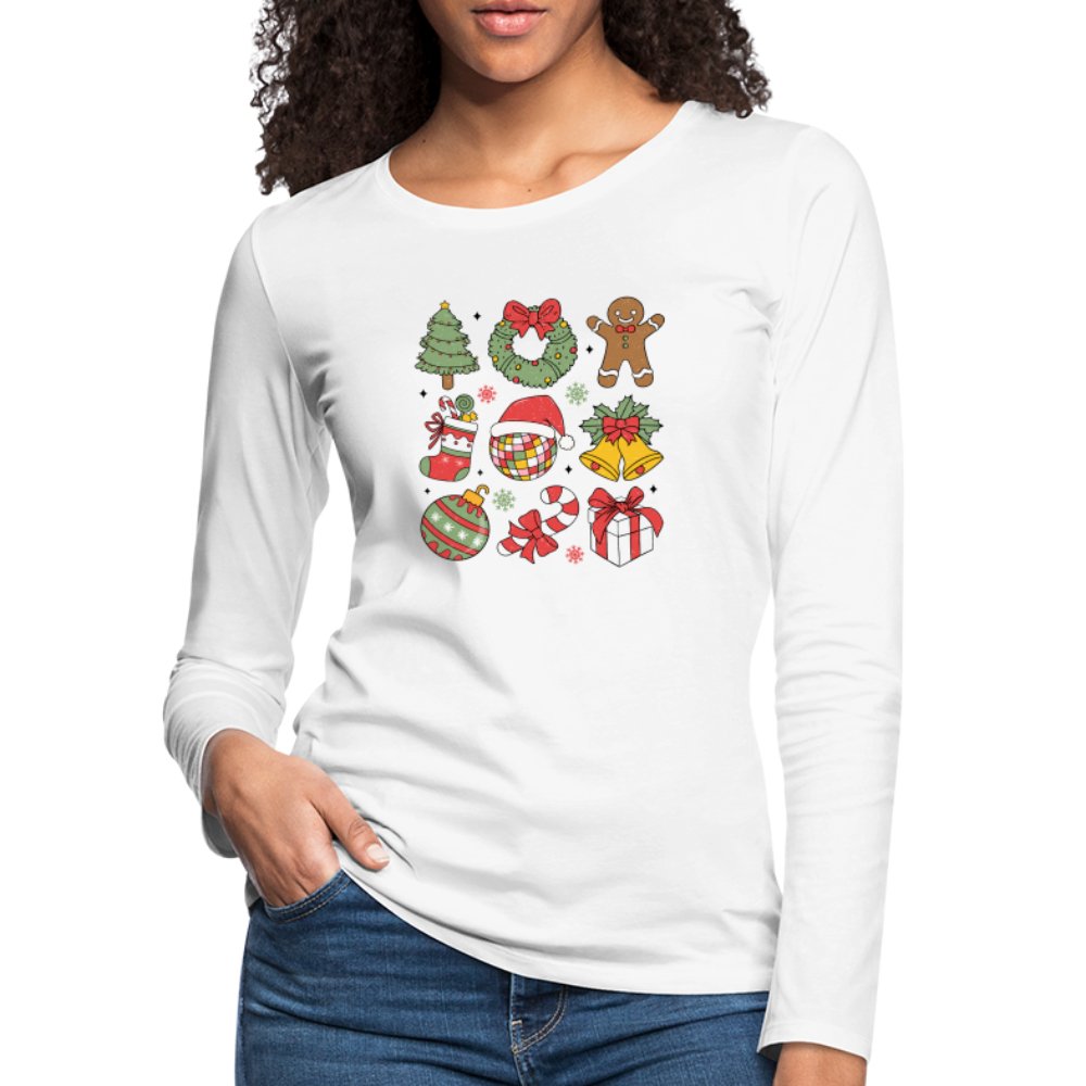 Christmas Themed Holiday Women's Premium Long Sleeve T-Shirt - white