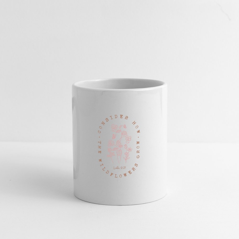 Consider Where the Wildflowers Grow (Luke 12:27) Coffee Mug - white