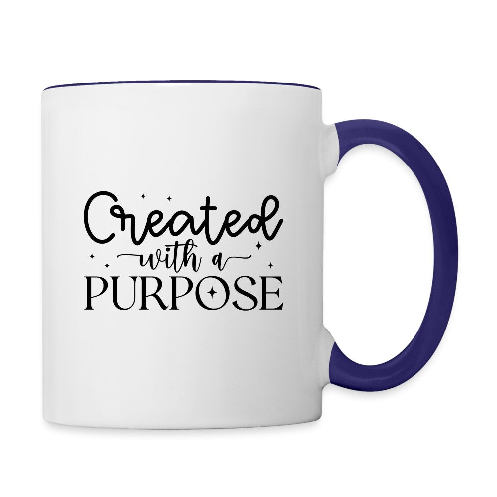 Created with a Purpose Coffee Mug - white/cobalt blue