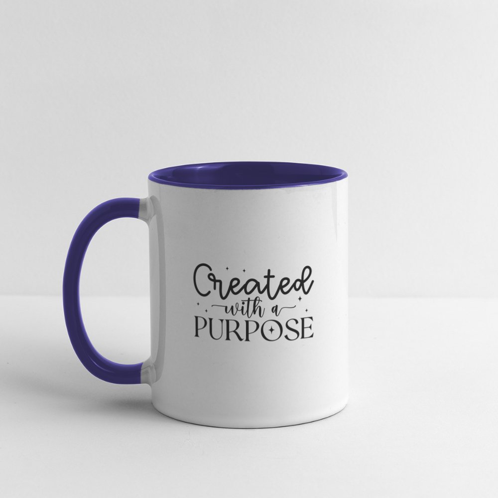 Created with a Purpose Coffee Mug - white/cobalt blue