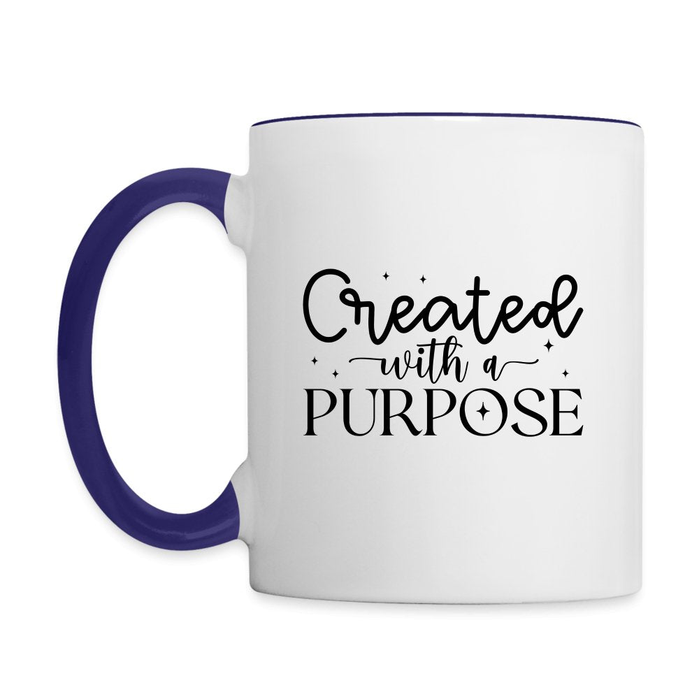 Created with a Purpose Coffee Mug - white/cobalt blue