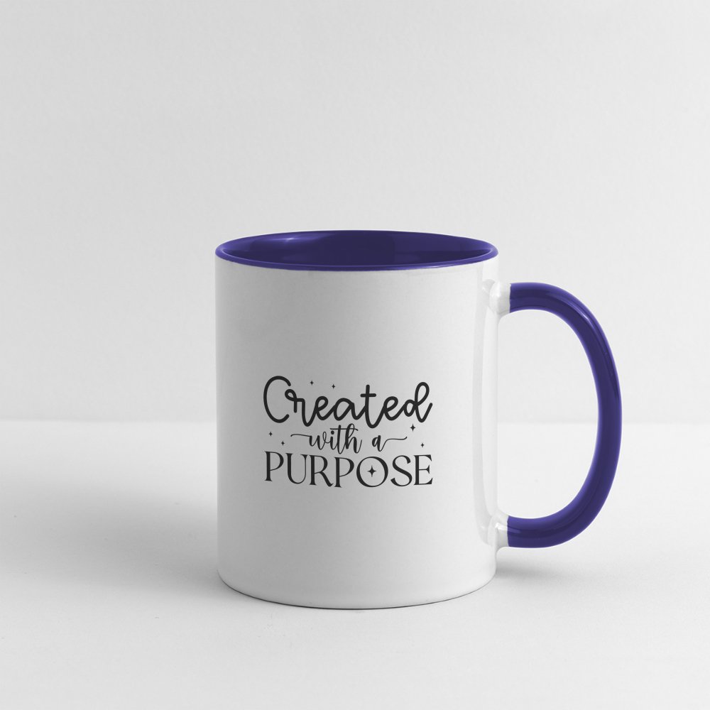 Created with a Purpose Coffee Mug - white/cobalt blue