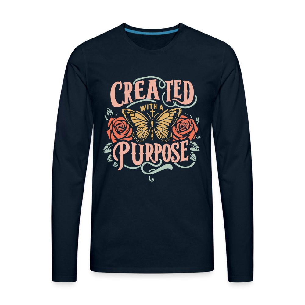 Created with a Purpose Men's Premium Long Sleeve T-Shirt - deep navy