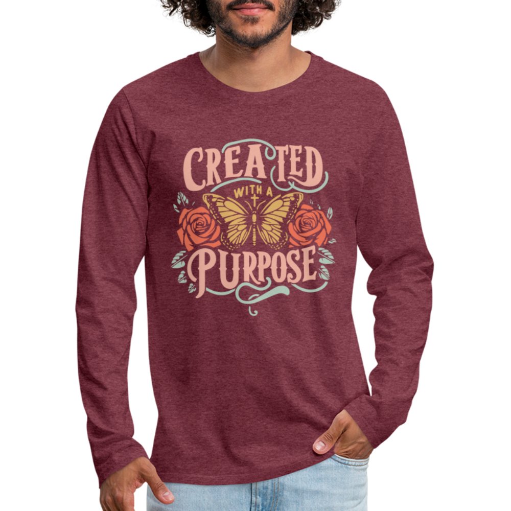 Created with a Purpose Men's Premium Long Sleeve T-Shirt - heather burgundy