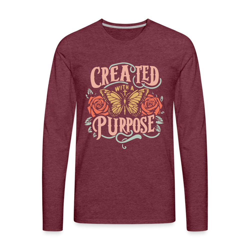 Created with a Purpose Men's Premium Long Sleeve T-Shirt - heather burgundy