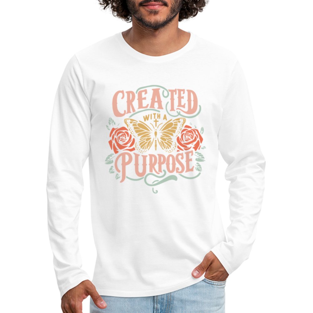 Created with a Purpose Men's Premium Long Sleeve T-Shirt - white